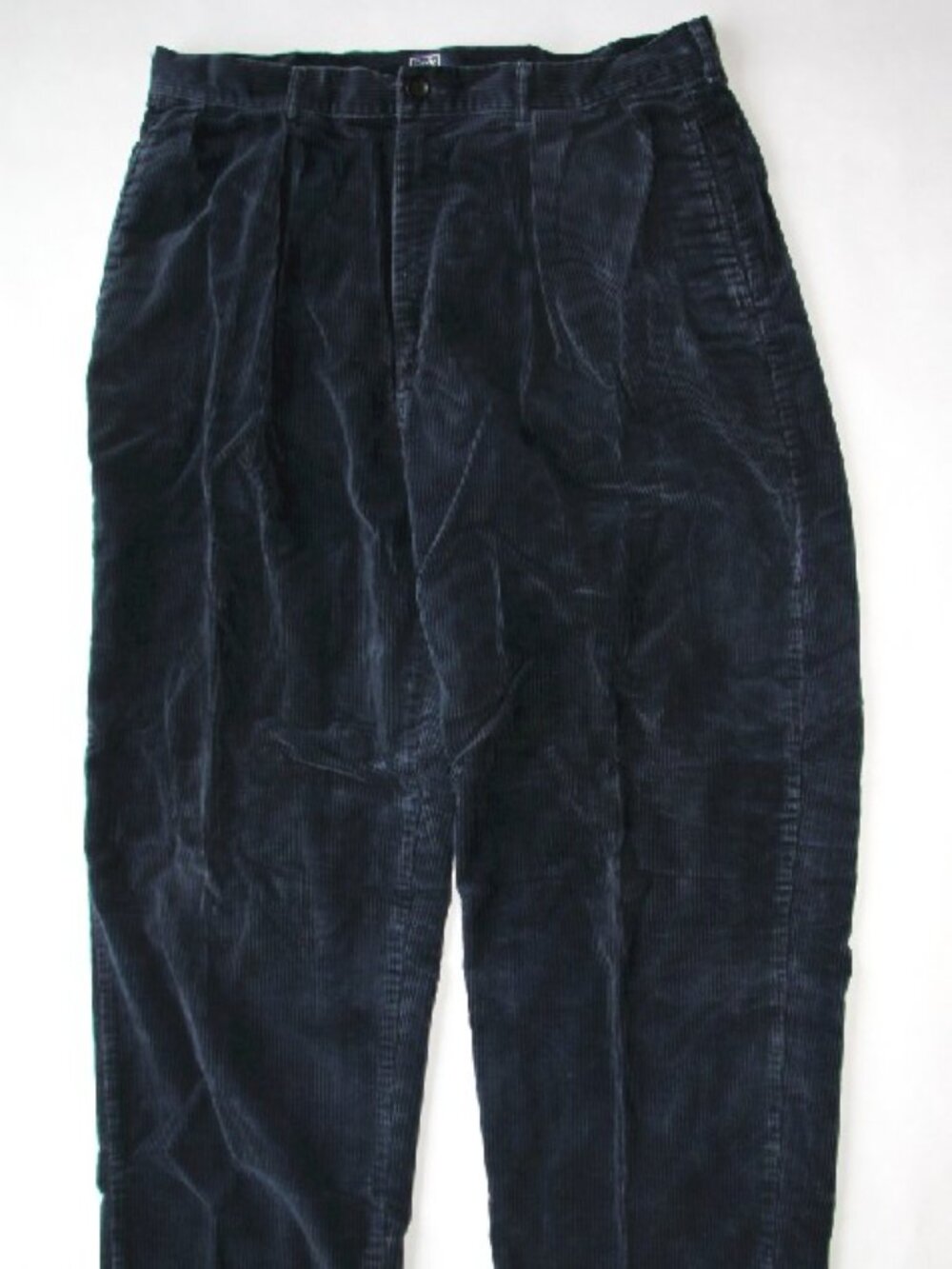 POLO BY RALPH LAUREN 38" X 32" Navy Blue Pleated Straight-leg Corduroy Pants